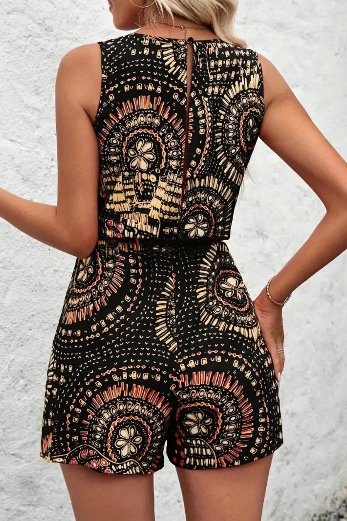 Boho Floral Print Sleeveless Summer Romper