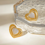 Stainless Steel Cat's Eye Stone Heart Earrings