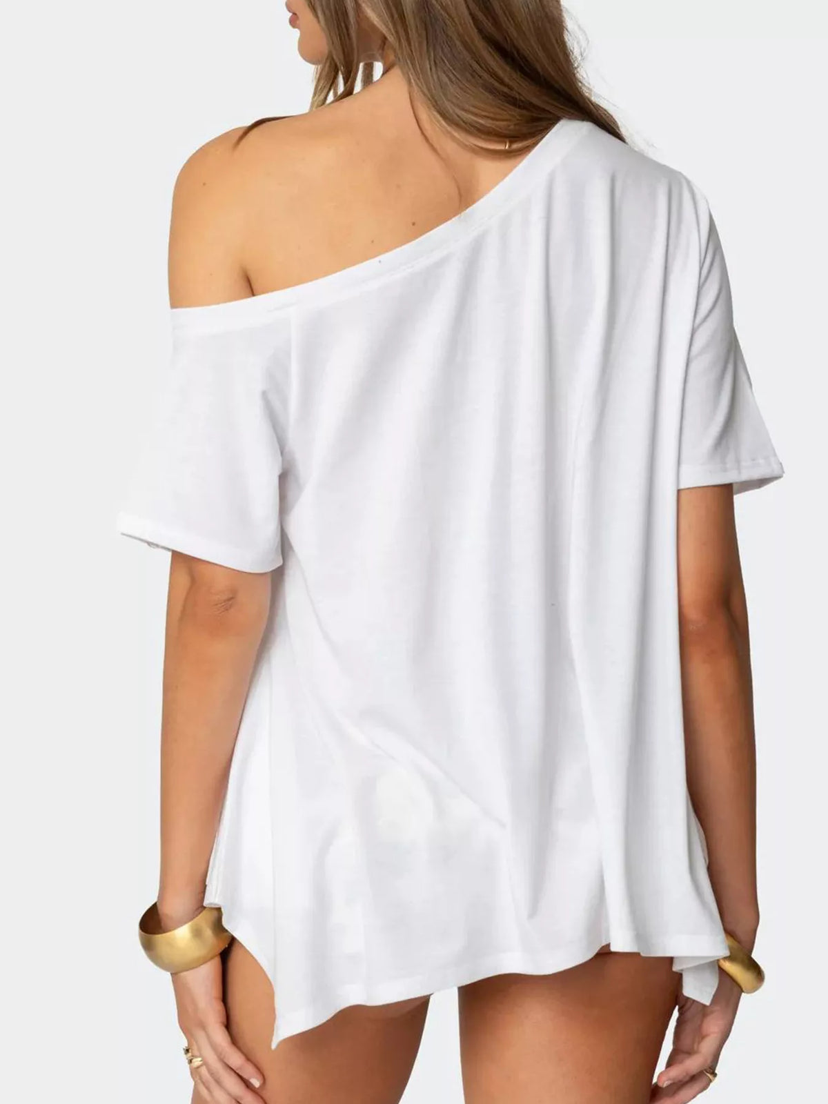 One Shoulder Asymmetrical Hem T-Shirt