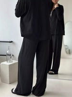 Relaxed Fit Shirt and Wide Leg Pants Set