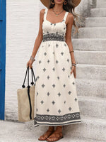Printed Wide Strap Midi Dress