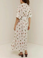 Printed Button Up Maxi Shirt Dress - Ladyez