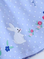 Children's Polka Dot Bunny Embroidered Ruffle Sleeve Dress