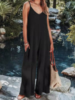 Ribbed V-Neck Wide Leg Jumpsuit