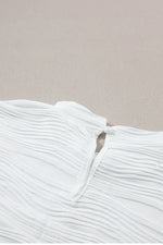 Textured Mock Neck Cap Sleeve Top