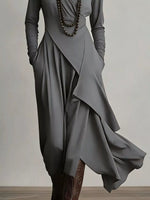 Full Size Asymmetrical Hem Turtleneck Dress Plus Size