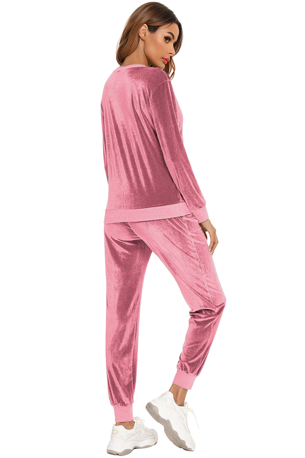 Round Neck Long Sleeve Loungewear Set with Pockets - Ladyez