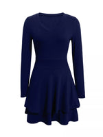 V-Neck Layered Ruffle Mini Dress