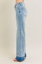 Judy Blue Full Size Mr Release Hem Wide Leg Jeans Plus Size - Ladyez