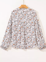 Floral Print Frilled Puff Sleeve Button Down Shirt