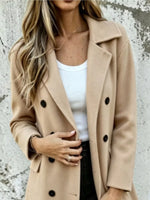 Full Size Double-Breasted Lapel Collar Coat Plus Size