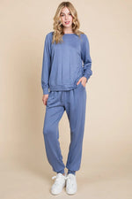 Super Lady Round Neck Raglan Sleeve Top and Pants Lounge Set - Ladyez