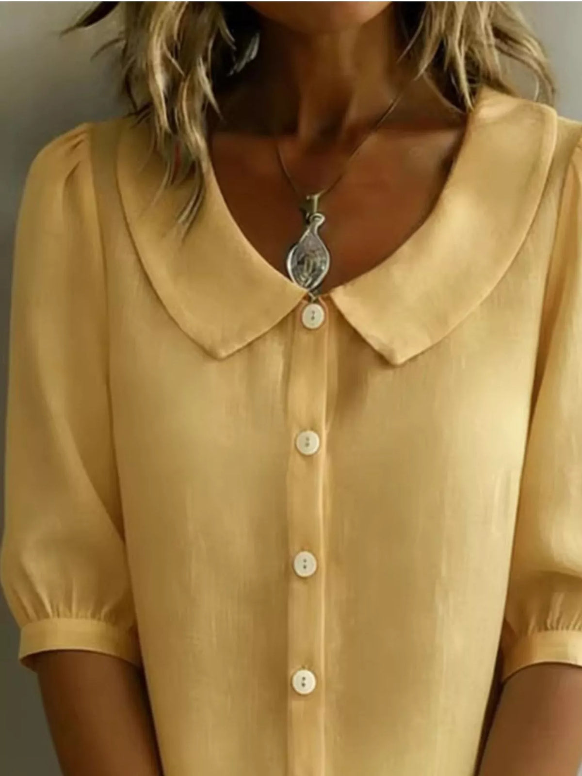Peter Pan Collar Puff Sleeve Shirt