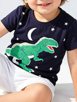 Children's Dinosaur Print Crew Neck Short Sleeve T-Shirt