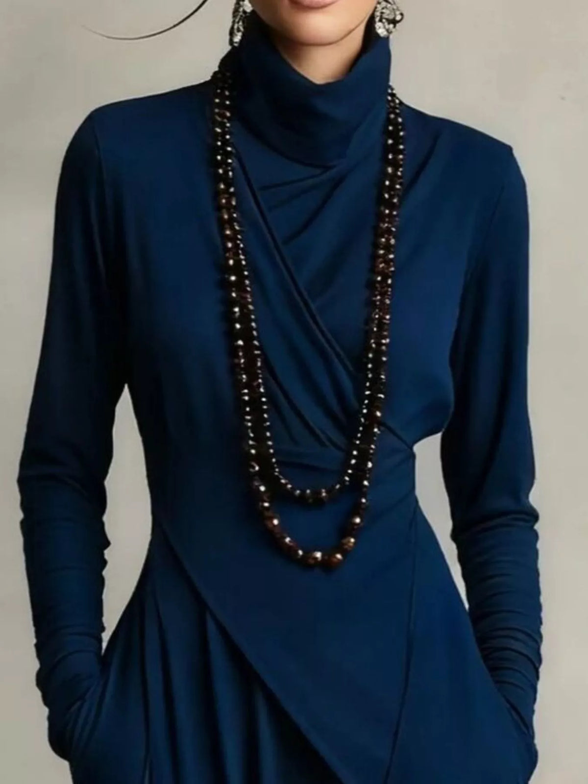 Full Size Asymmetrical Hem Turtleneck Dress Plus Size