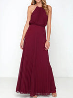 Pleated Sleeveless Maxi Tank Dress - Ladyez