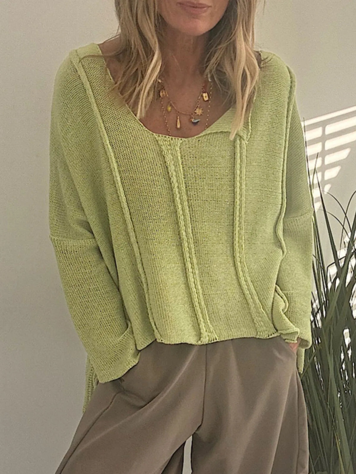 High-Low Drop Shoulder Sweater
