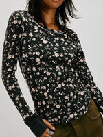 Floral Print Waffle Knit Top