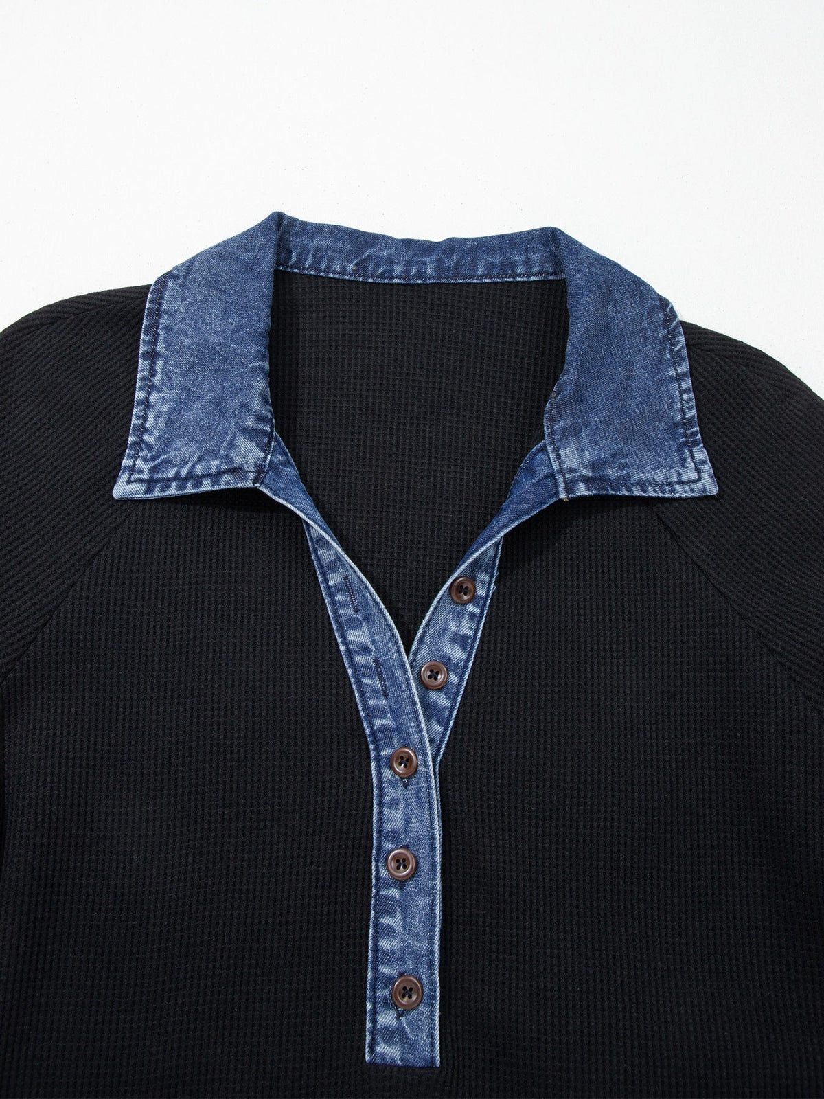 Denim Trim Button Detail Top