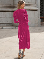 Surplice Puff Sleeve Midi Dress - Ladyez