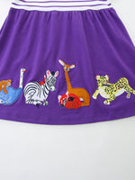Children's Striped & Animal Embroidered Dress