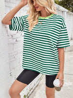 Contrast Striped Round Neck T-Shirt