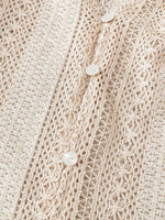 Lace Notched Long Sleeve Shirt