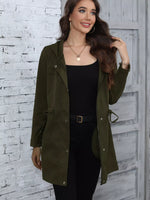 Hooded Drawstring Waist Casual Outerwear