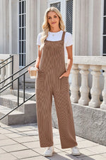 Lovelet Square Neck Wide Strap Overalls with Pockets
