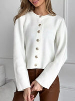 Crew-Neck Button Down Cardigan