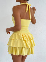 Halter Neck Ruffle Layered Dress