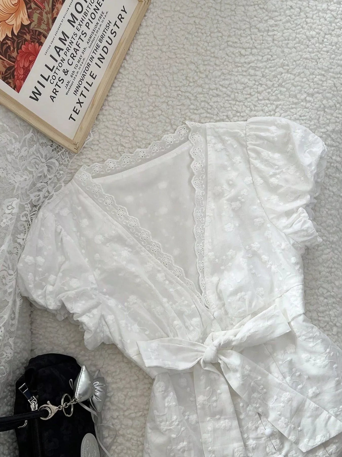 Lace Detail Bow Front Blouse
