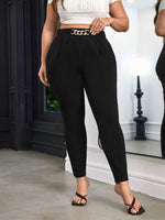 Plus Size Elegant Chain Decor High Waist Skinny Pants