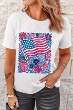 Floral Flag Aesthetics Patriotic Graphic T Shirt