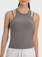 Millennia Cutout Round Neck Racerback Active Tank - Ladyez