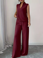 Sleeveless Top and Wide Leg Pants Set