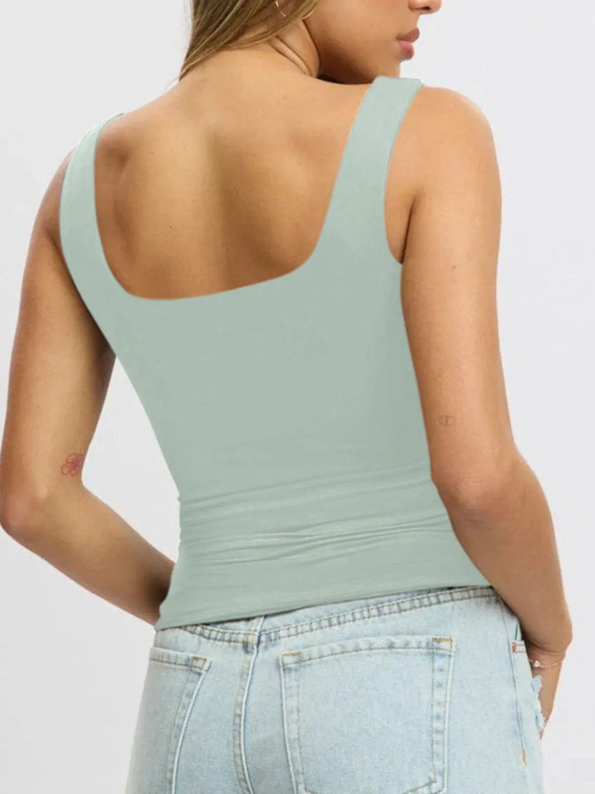 Square Neck Wide Strap Tank - Ladyez