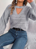 Cable-Knit Cutout Round Neck Sweater
