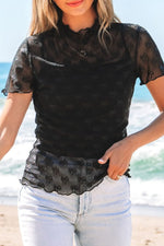 Sheer Mesh Short Sleeve Top - Ladyez