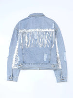 Fringed Sequin Embellished Denim Jacket