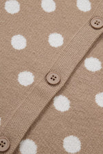 Polka Dot Short Sleeve Button Down Sweater Cardigan