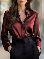 Button Down Collared Neck Long Sleeve Shirt