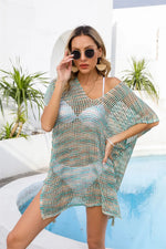 Angel Wings Openwork Slit V-Neck Cover Up - Ladyez