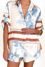Printed Collared Neck Top and Shorts Set