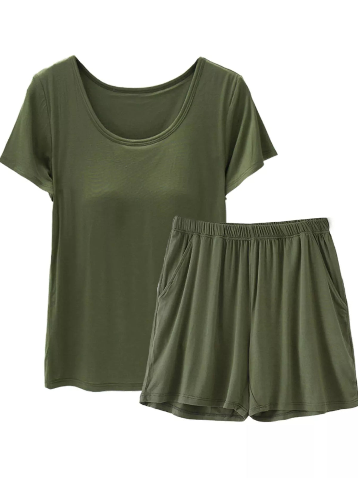Plus Size Padded Modal Short Sleeve T-Shirt and Shorts Set