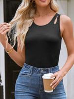Cutout Round Neck Tank - Ladyez