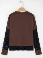 Rhinestone Spooky Graphic Lace Patchwork Long Sleeve T Shirt
