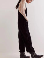 Corduroy Wide-Leg Overall with Adjustable Straps
