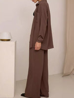 Relaxed Fit Shirt and Wide Leg Pants Set