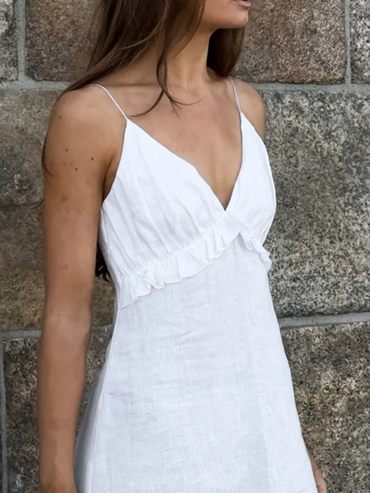 Ruffled V-Neck Maxi Dress - Ladyez